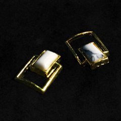 Золота брошка з білим каменем 8*6 мм, 60128, В наявності, 10, Білий