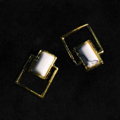 Золота брошка з білим каменем 8*6 мм, 60128, В наявності, 10, Білий