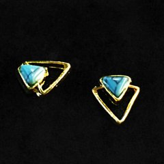 Золота брошка з блакитним каменем 5*5 мм, 60131, В наявності, 10, Блакитний
