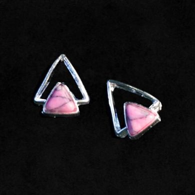 Срібна брошка з рожевим каменем 5*5 мм, 60133, В наявності, 10, Рожевий