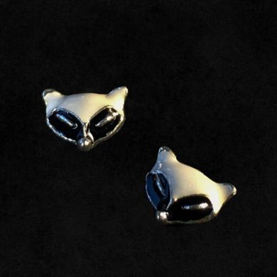 Срібляста брошка Котик з емаллю 6*5 мм, 60119, В наявності, 5, Срібний