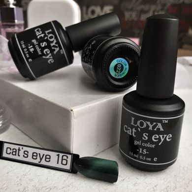 Гель-лак "Cat`s eye" LOYA № 16 Смарагдовий настрій 15 мл, 12016, Немає в наявності, Зелений, Гель-лак "Cat`s eye" LOYA № 16 Зелений Смарагдовий настрій 15 мл